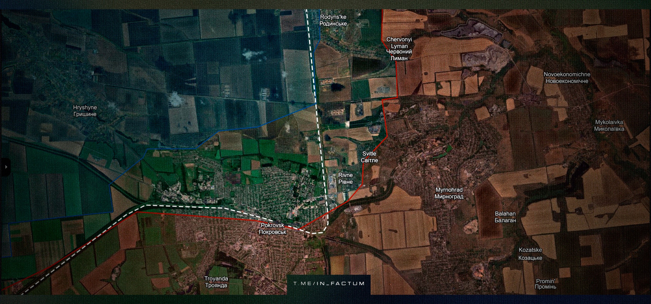 Ситуация на покровском направлении по версии украинского OSINT-ресурса In Factum