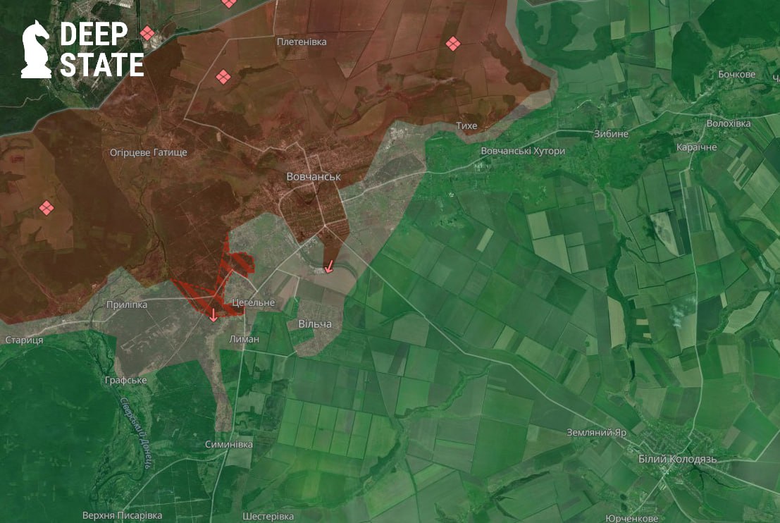 Ситуация в районе Волчанска по версии DeepState