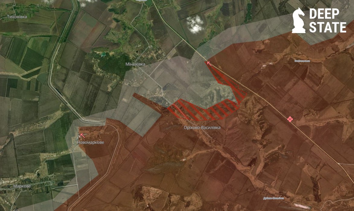 Ситуация в районе Орехово-Василевки по версии DeepState